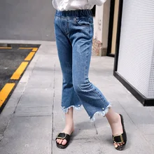 Детская одежда; джинсы для девочек; сезон весна-осень; коллекция года; брюки-трубы в Корейском стиле для больших мальчиков; эластичная верхняя одежда для девочек; tong dan ku