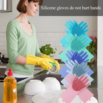 

Magic Silicone Dishwashing Scrubber Dish Washing Sponge Rubber Scrub Gloves Kitchen Cleaning Accessories