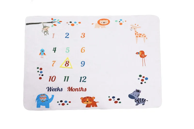 

Baby Milestone Blanket Photography Props Shooting Background Cloth Newborns Grow Monthly Souvenir Rug Gift Moon Rainbow Animal
