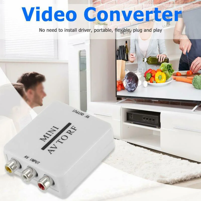 Мини RCA AV CVSB в РЧ конвертер видеоадаптера для МГц 61,25 67,25 переключатель телевизора Портативный Гибкий plug and play AV в РЧ конвертер