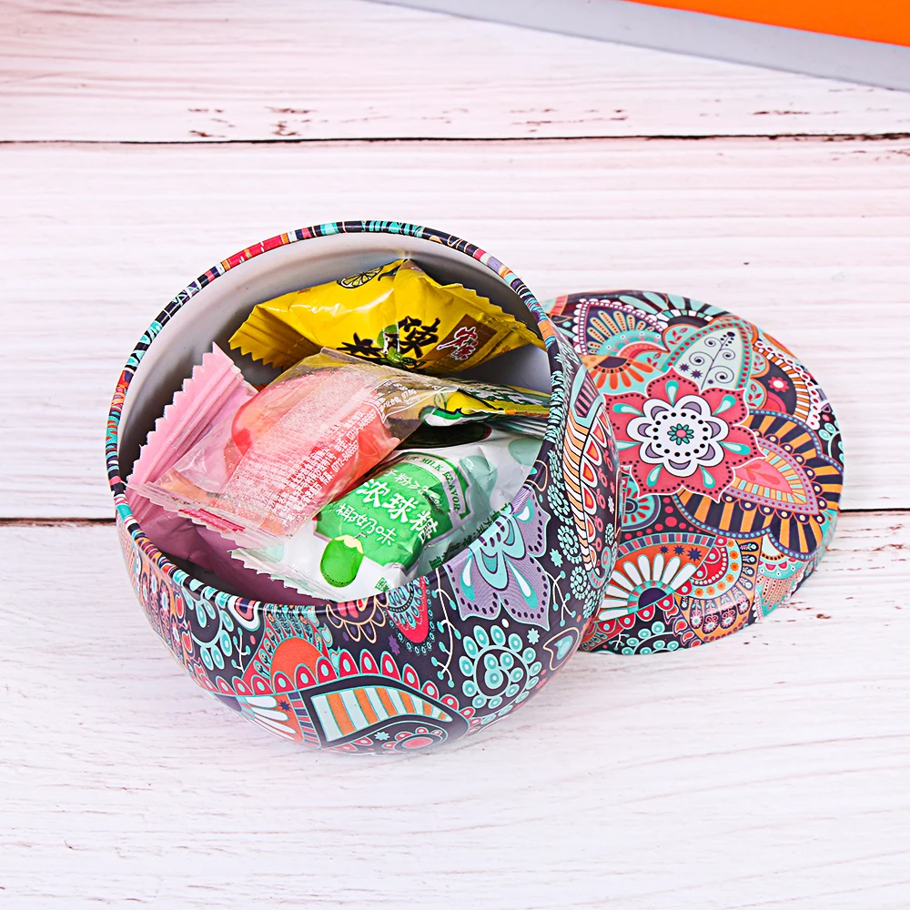 European Vintage Flower Printed Mini Metal Tin Jars Wax Making Candle Container Small Jewelry Candy Storage Pots storage box storage jar storage sets household storage sets