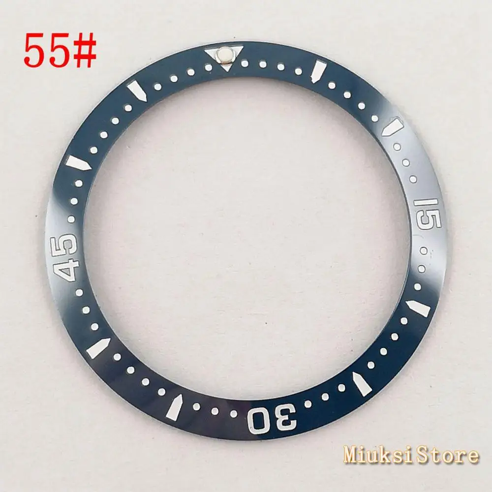 55 Parnis 38mm black blue white green Ceramic/Titanium Bezel insert for 40mm case Watch accessories bezel - Цвет: 55