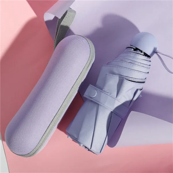 light purple Горячая мини Капсула девушка зонтик дождь женщин сильный УФ предотвратить солнце samall женский зонт - Цвет: light purple