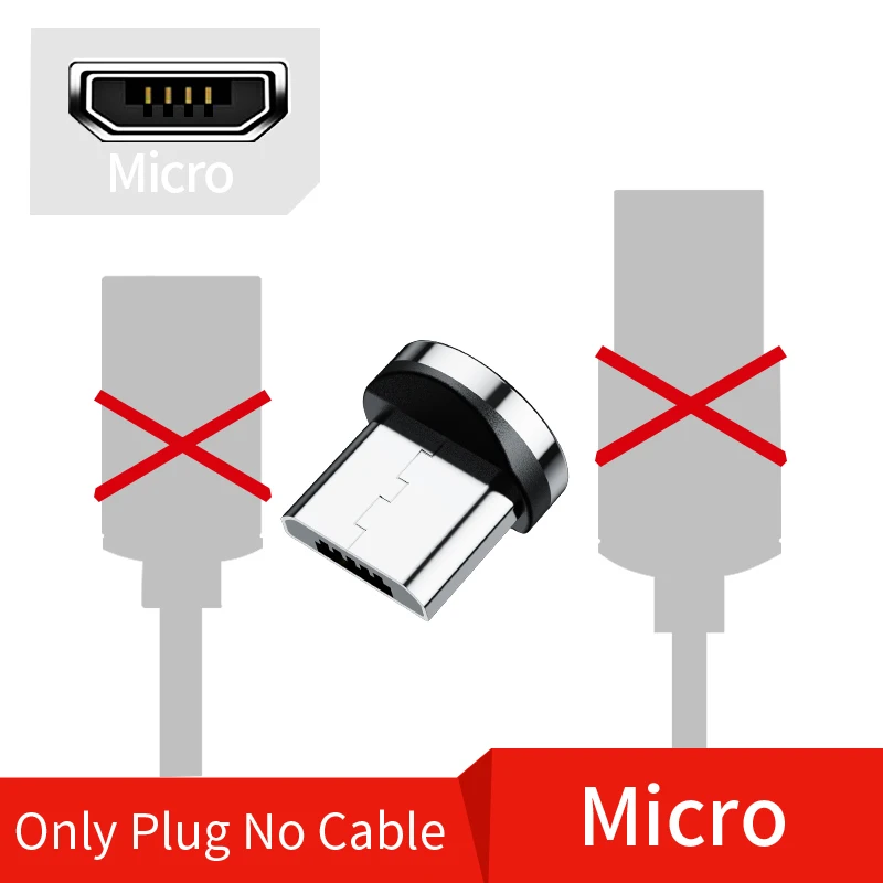2 м Магнитный Micro USB кабель для iPhone samsung Xiaomi Android мобильный телефон 3A Быстрая зарядка usb type C кабель магнит зарядное устройство провод - Цвет: Only Micro Plug