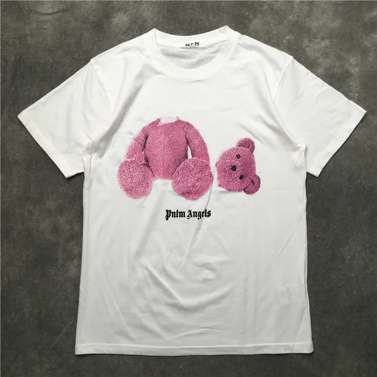 

New luxury 2019 Men Pink Bear palm angels T Shirts T-Shirt Hip Hop Skateboard Street Cotton T-Shirts Tee Top kenye S-XXL #K52