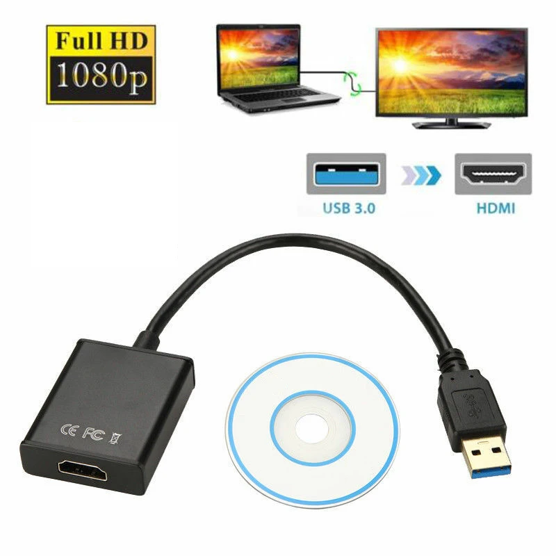 USB 3,0 к HDMI HD 1080P видеокабель, адаптер конвертер для ПК ноутбука 5,0 Гбит/с Высокоскоростная передача с CD