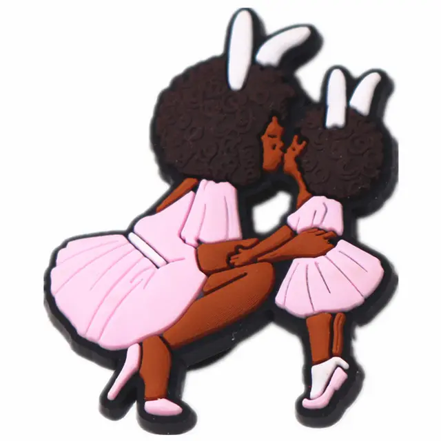 1pcs Black Couple Shoe Charms Tears Anti Croc JIBZ Accessories Designer Black Girls Rule Clog Shoes Buckle Soft PVC BLM Charm I