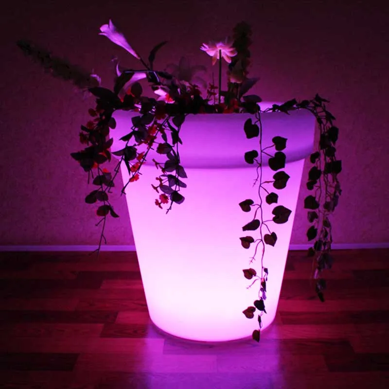 Cordless Rgb Flower Pot Outdoor Indoor Remote Plastic Garden Decoration Flower Vase Led Light