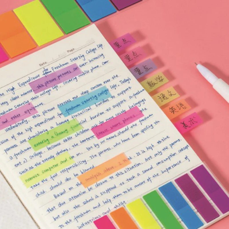 

100Sheets Fluorescent Paper Self Adhesive Memo Pad Sticky Notes It Marker Memo Sticker Family And Office Use School Supplies