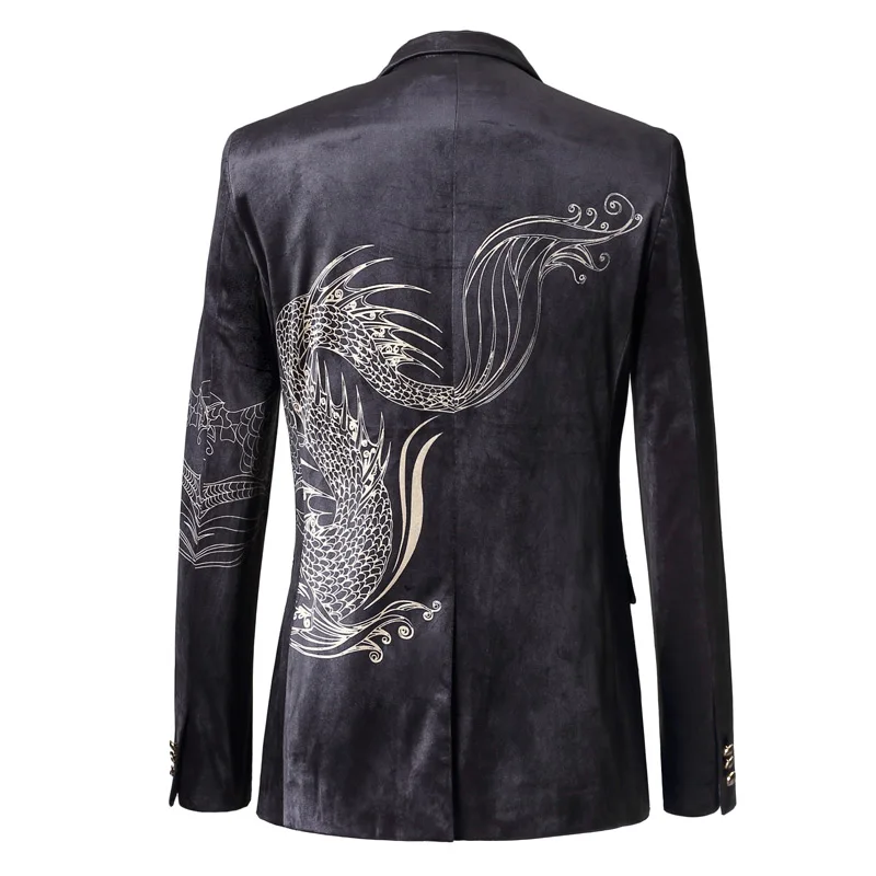 Win Way стильный сценический Повседневный облегающий мужской костюм в китайском стиле с изображением дракона