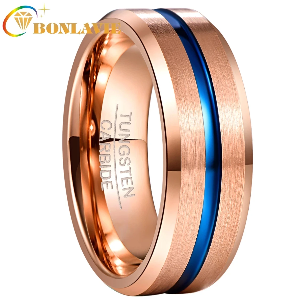 8mm Tungsten Ring for Men Women Rose Gold Color Wedding Band Couple Promise Jewelry Anillos | Украшения и аксессуары