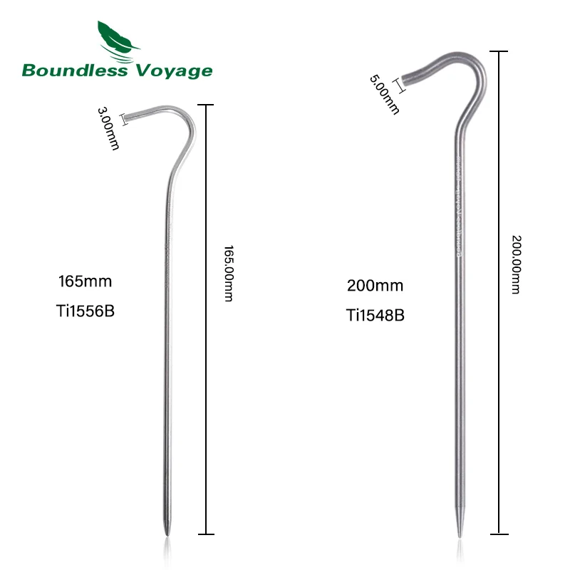 Tent Pegs Boundless Voyage Titanium Tent Pegs Camping Tent Nails Ultralight 20cm/16.5cm Stakes Portable Outdoor Canopy Grass Hardware camping tent accessories,camping tent fasteners