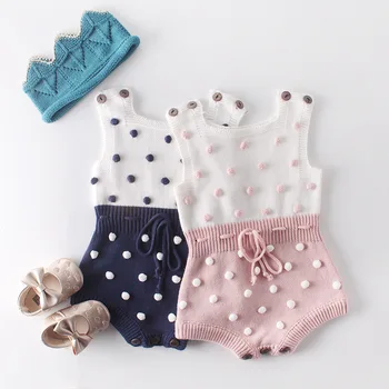 

Infant 2019 Autumn Hand Make Ball Baby Knitting Wool Jumpsuit Toddler Girls Sleeveless Sweater Climbing Clothes Newborn Jumpsuit