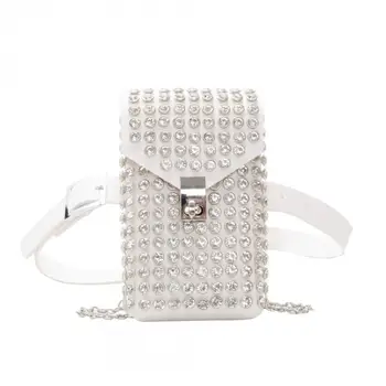 

AINYFU 2020 Fashion Chain Shoulder Bag Trend Rhinestone Waist Bag Female Flap Women Small Waist Packs Adjustable Waist Belt D37