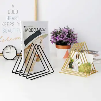 

9 Grid Bookends File Storage Shelf Support Nordic Wrought Iron 4 Grid Book Stand Magazine Holder Office Desk Storage Organizer