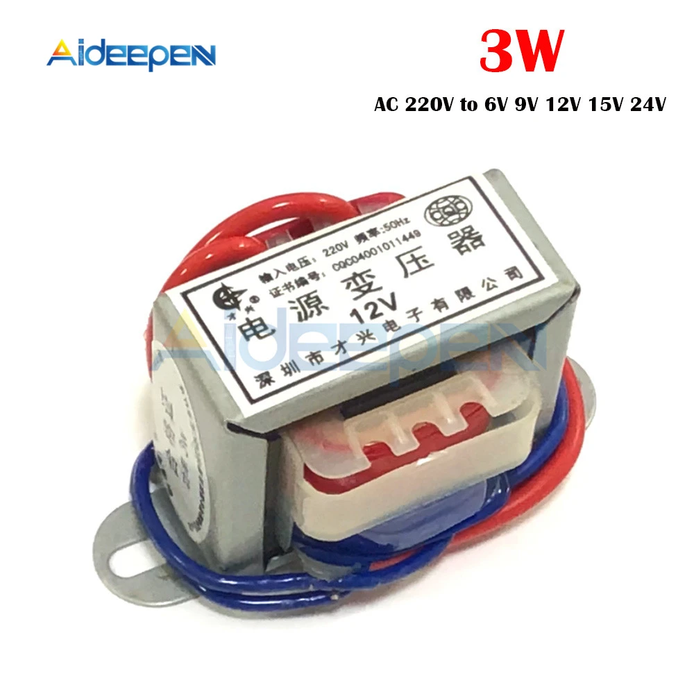 Transformador de corriente 220V a 6V 9V 12V 15V 24V voltaje 3W EI núcleo de cobre 50Hz ~ 60Hz voltaje único 2 líneas de cobre|Transformadores| - AliExpress