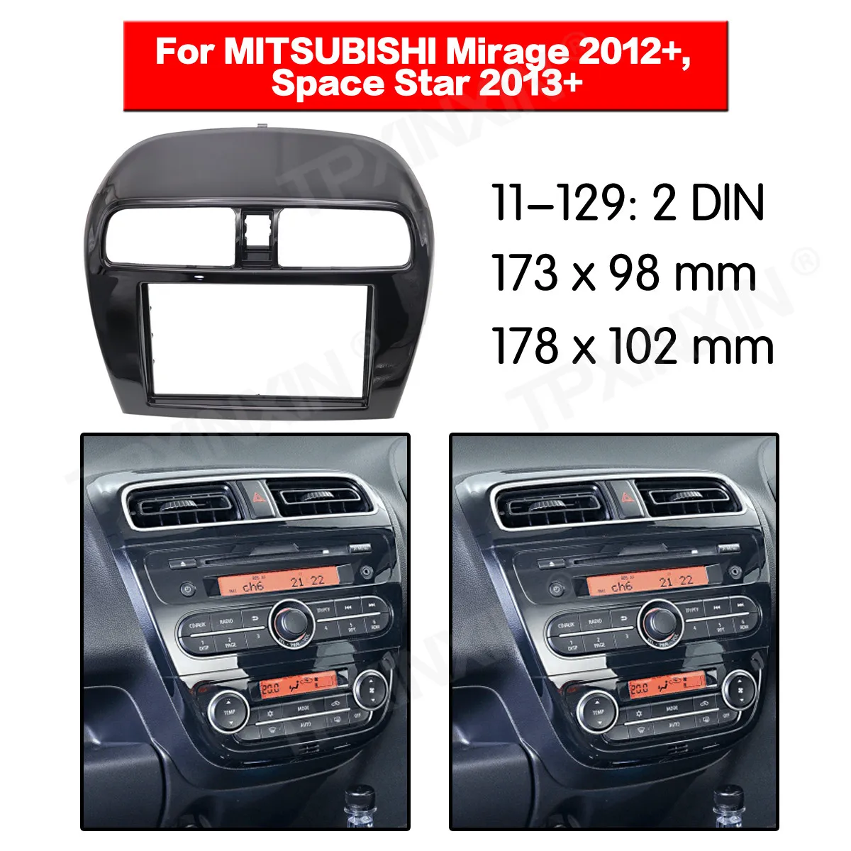 

11-129 Автомобильная радиоустановка рамка панель для MITSUBISHI Mirage 2012 + радиоприемник стерео панель Рамка адаптер Комплект