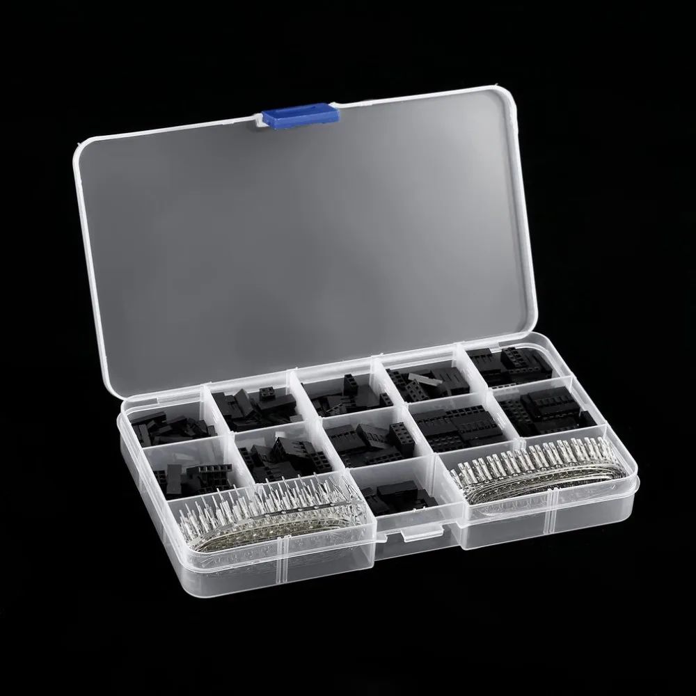 

620pcs/set 2.54mm Dupont Wire Jumper Housing Connector Pin Header Connector Housing Kit with M/F Crimp Pins Kit