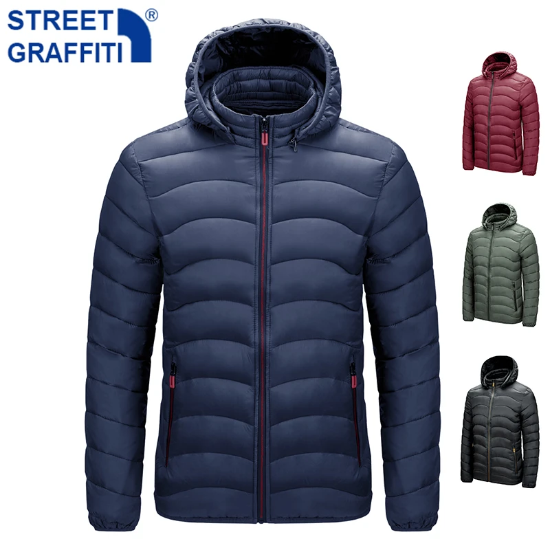 Men 2021 Winter Brand Warm Waterproof Thick Jacket Parkas Coat Men New Autumn Windproof Detachable hat Slim Parkas Jacket Men mens parka jacket