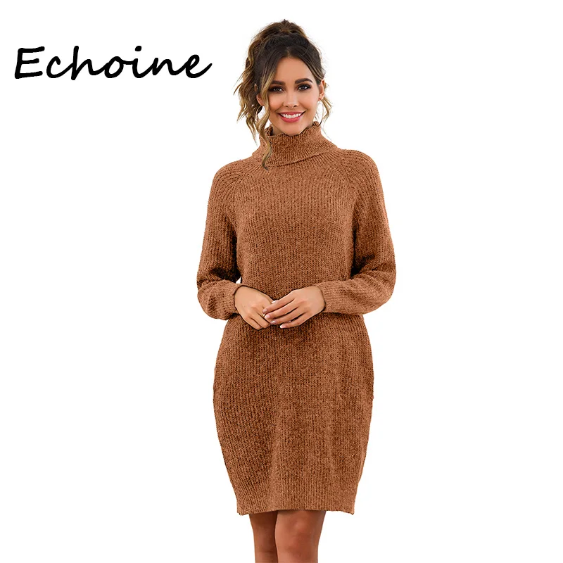 

Echoine Fashion Loose Sweaters Turtleneck Pullover Knitted Long Sweater Woman Winter 2019 Pullover Female 3 Color