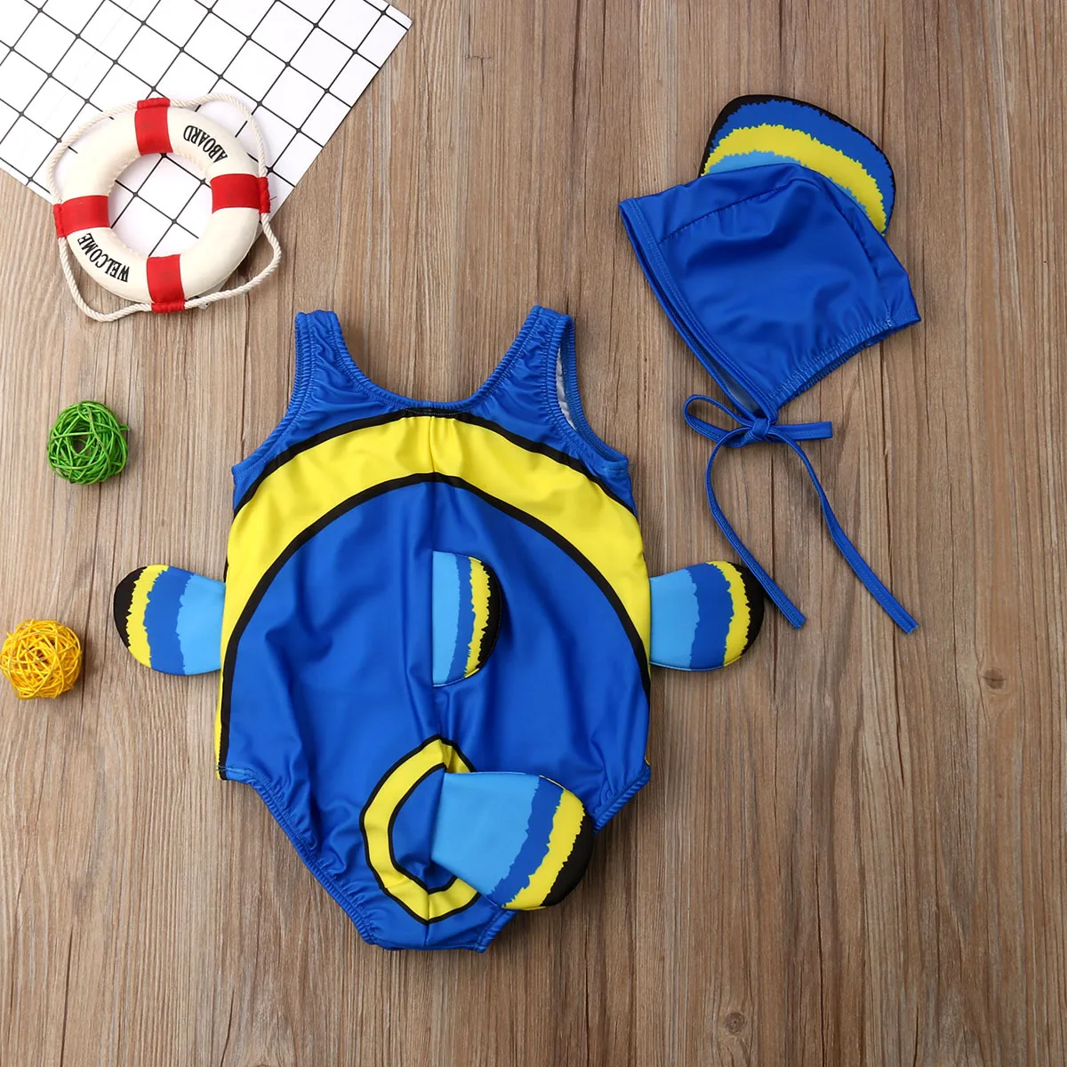 HOT Kids Baby Girl Goldfish Swimwear Bikini Toddler Swimsuit Costume+Swimming Cap Cute 3D Cartoon 2Pcs Outfits 1-5T