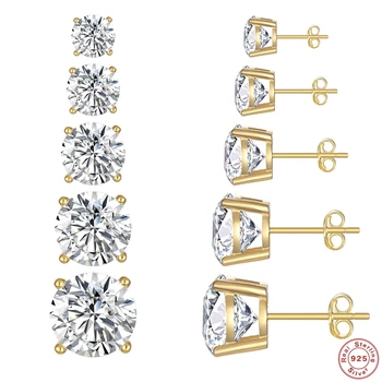 

925 Sterling Silver Bling Crystal Piercing Stud Earrings for Woman Lovers' Couple Puncture Pendientes Ladies Earing 2020 Jewelry