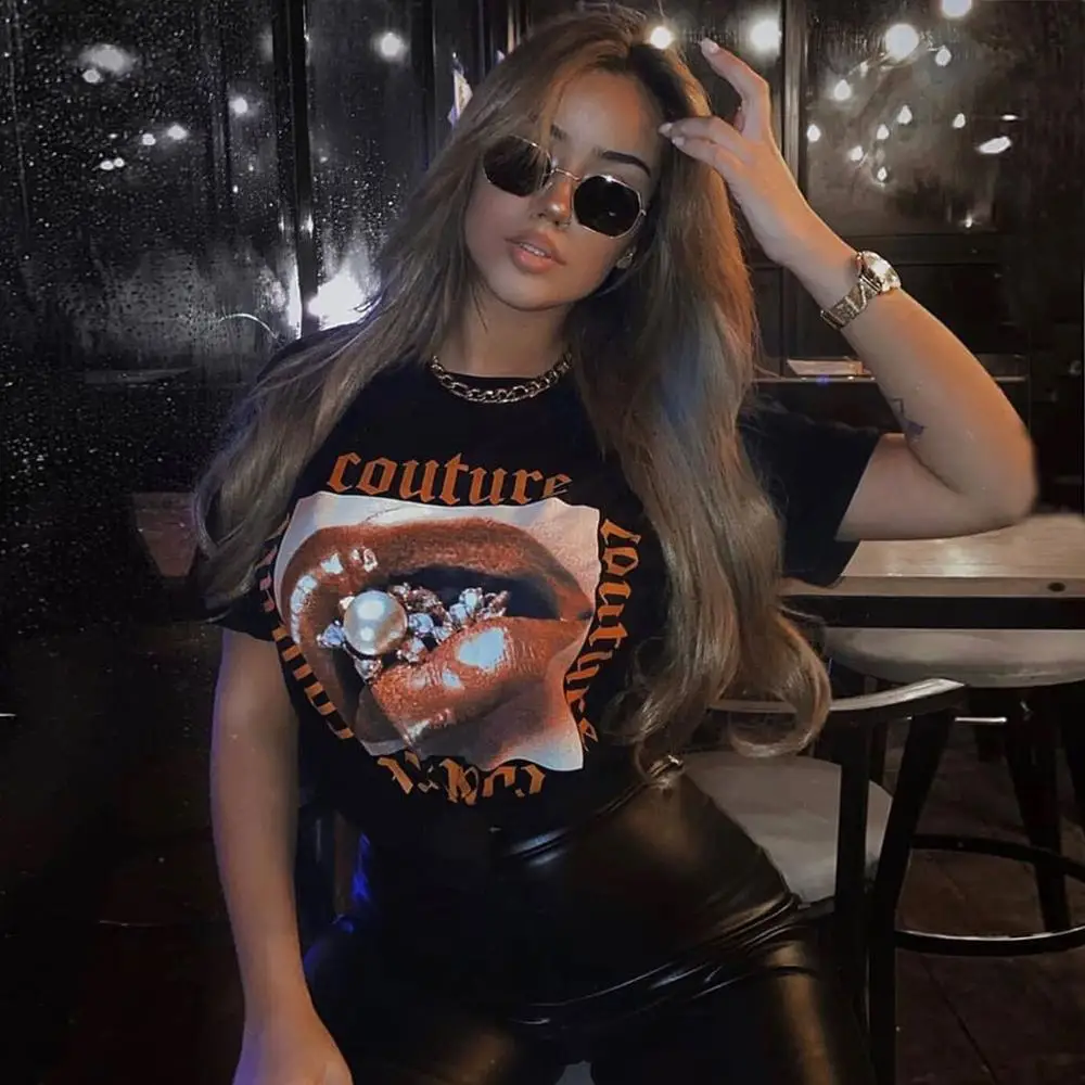 New Women Classic Casual T-Shirt Women Short Sleeve Summer Tops Women Embossing Letter Print Tee Shirt Female Loose T Shirts