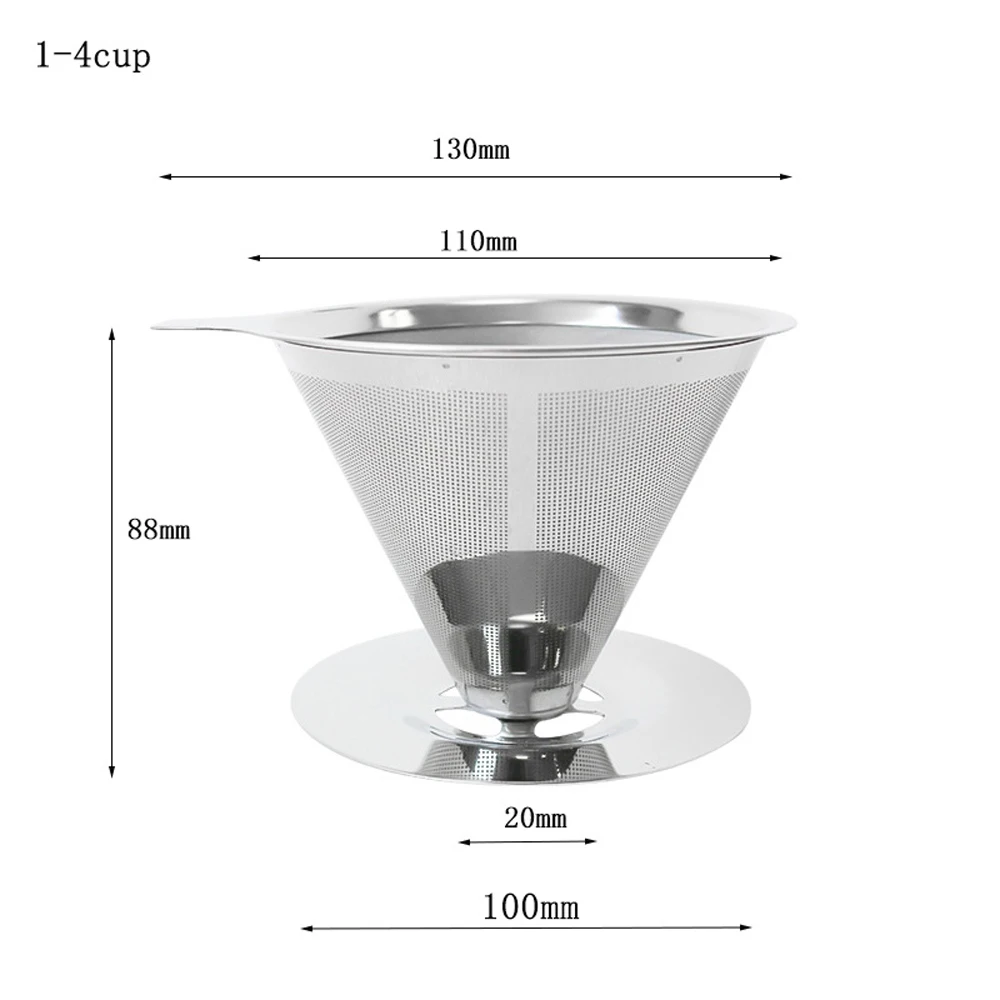 Многоразовый фильтр для кофе, держатель из нержавеющей стали, металлическая сетка, корзина для воронки, фильтры для кофе, инструменты, капельница, чашка для кофейного фильтра