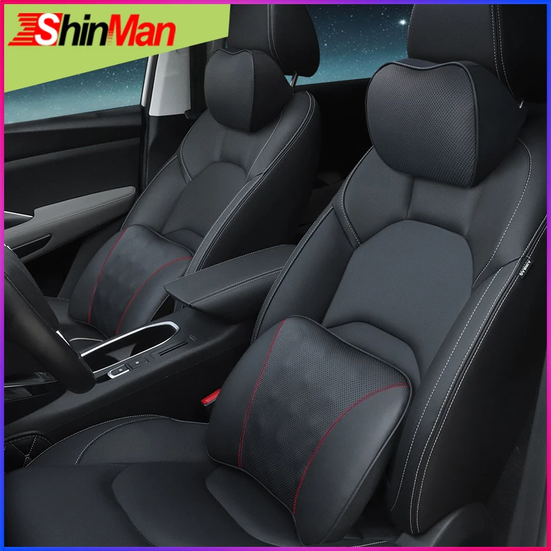ShinMan Car pillow For Audi A3 8P A4 B7 B8 A6 C6 A8 TT Q7 Q3 Lumbar back cushion Leather seat support Neck pillows | Автомобили и