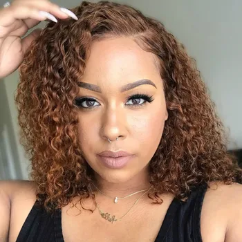 

Cut Bob Lace Front Wigs Lace Front Human Hair Wigs Brown Curly Ombre Human Hair Wig Lace Wig Pre plucked 150% 180% 250% Density