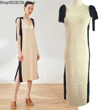 

French Elegant Age Reduction Silk Ribbon Butterfly Icing Silk Medium Length Money Split Knitting Sling Dress More Wear Law