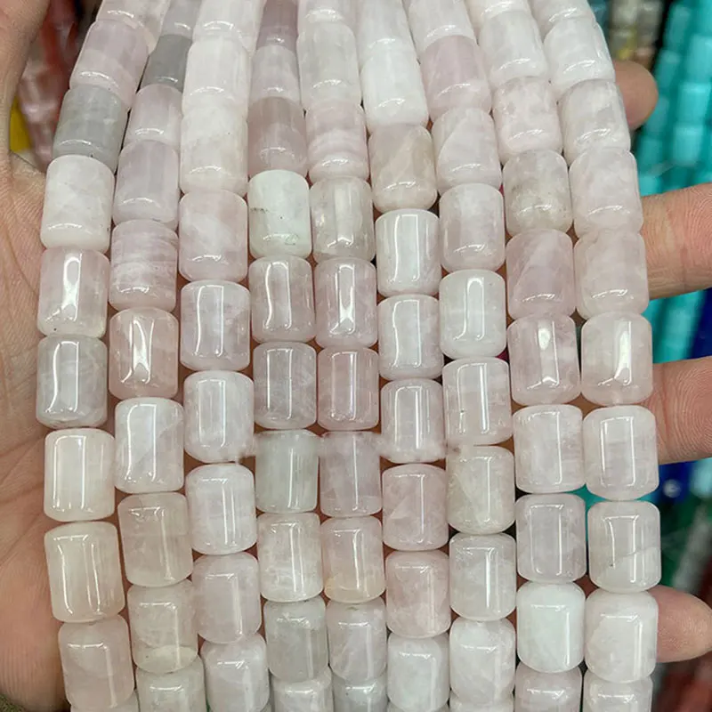 Natural Stone 10x14mm Tube Loose Spacer Beads For Jewelry Making Rose Quartzs Tiger Eye Red Carnelian Picture Jaspers Sandstone