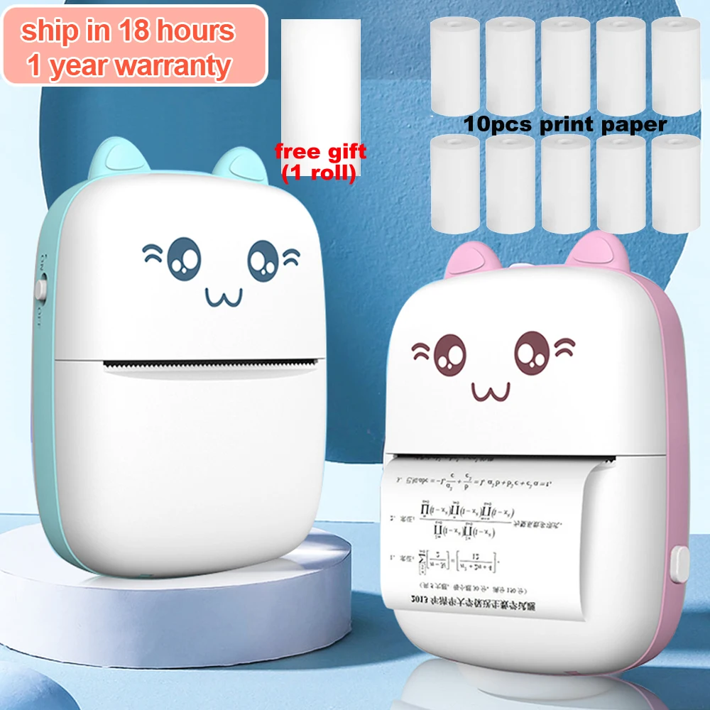 Портативный термопринтер Mini Cat Print Paper Photo Pocket тепловой принтер 57 мм Wireless BT 200