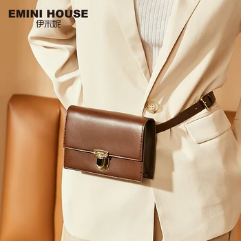 

EMINI HOUSE Padlock Waist Packs Split Leather Crossbody Bags For Women Luxury Handbags Women Bags Designer Ladies Purse