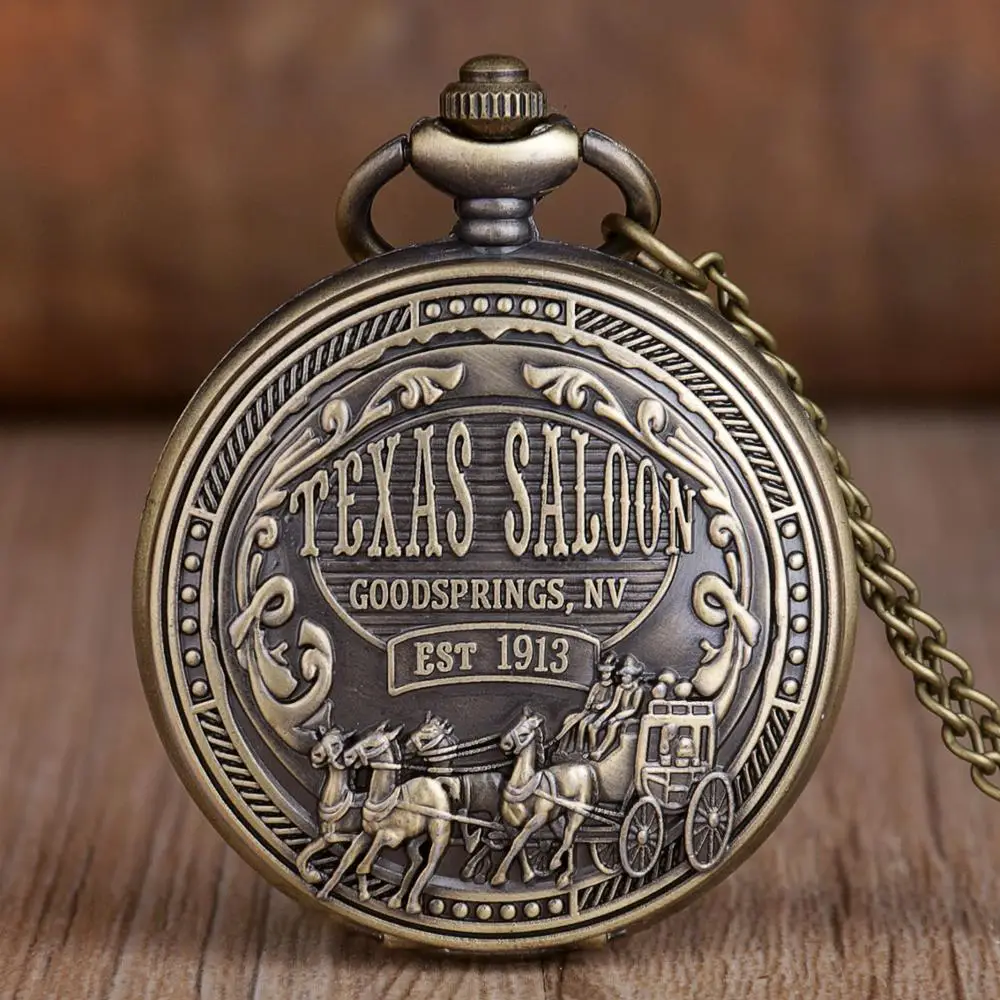 Стимпанк Техасский салон ретро кварцевые карманные часы Подвеска мужские брелоки часы ожерелье цепочка подарки для мужчин женщин Reloj Montre