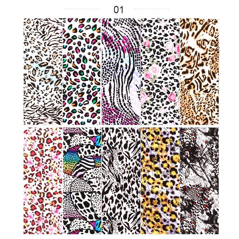 Леопардовая Фольга для ногтей, голографические красочные наклейки для переноса ногтей, Переводные картинки для украшения ногтей, DIY дизайн