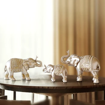 

Family Elephant Figurine Resin Thailand Elephant Statue for Office Living Room Handmade Home Decorations Cute Animals Ornaments