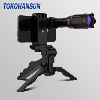 

TOKOHANSUN Optional HD 32X metal telescope telephoto lens monocular mobile lens+ selfie tripod for Samsung Huawei all Smartphone
