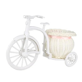 

Big Wheel Round Flower Basket Simulation Rattan Floats Flower Vase Flowerpots Containers Small Photography Props bike/flower pot