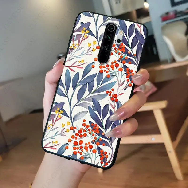 Summer green leaves fruit lemon peach pomegranate grapes Phone Case for redmi note8pro 7 note5 note6pro 7A 8A 8T note9s note9pro xiaomi leather case glass Cases For Xiaomi