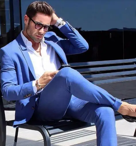 

Custome Made Slim Fit Tuxedos Royal Blue Men Suits Notch Lapel Wedding Suits(Jacket+Pants+Tie)Fashion Hot Sale Terno Masculino
