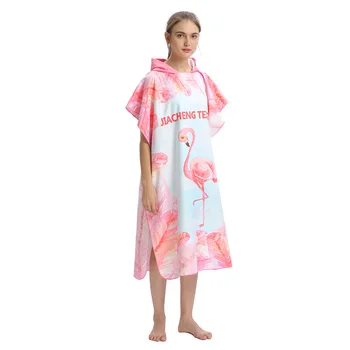 

Tempdown Flamingo Printed Cloak Beach Bath Towel Changing Bathrobe Cap Absorbent Quick-Drying Microfiber Beach Cloak BC02