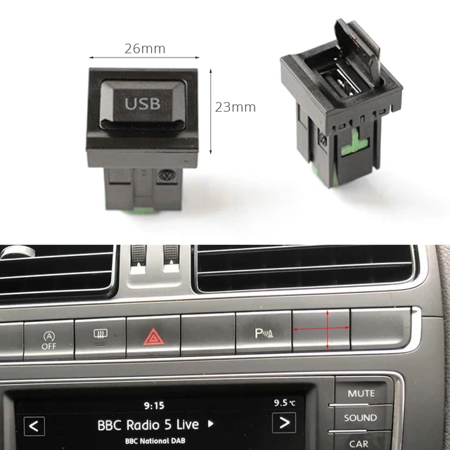 Auto AUX USB Switch Halter + Kabelkabel-Kabelbaum für Volkswagen