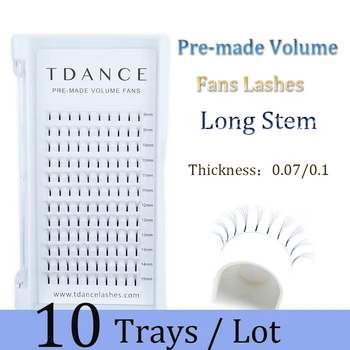 

TDANCE 10Trays/Lot 3D 4D 5D 6D Pre Made Fans Long Stem Eyelash Extension Heat Bonded Volume Fans Russian Volume lashes Extension