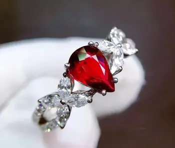 

Fine Jewelry GRS cert Pure 18 K Gold Jewelry Natural Red Ruby 1.0ct Diamond Wedding Engagement Female Rings for Women Fine Ring