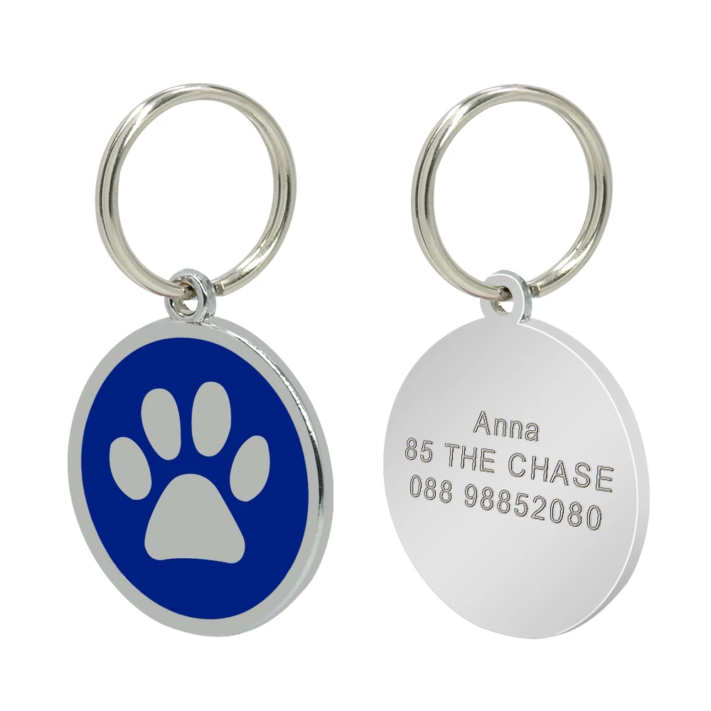 Custom Anti-lost Collar Puppy Accessories Name Pendant Tags Cat Steel ID Dog Dog Tag Engraved Pet Tag Paw Stainless Personalized - Color: 18