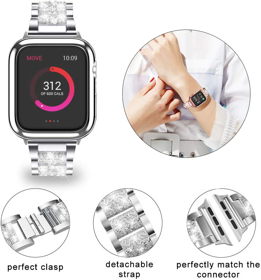 Ремешок из нержавеющей стали для Apple watch 5 4 band 42 мм 38 iwatch 3 44 40 металлический ремешок