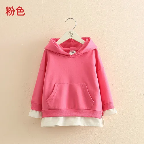 Fashion Baby Hoodie Sweatshirts Spring Autumn New Girl Children's Stitched Top Kids Hoodies Children's Clothing Sweatshirts - Цвет: Розовый