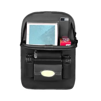 

Pu Leather Pad Bag Car Seat Back Organizer Foldable Table Tray Travel Storage Bag Foldable Dining Table Car Seat Storage Bag