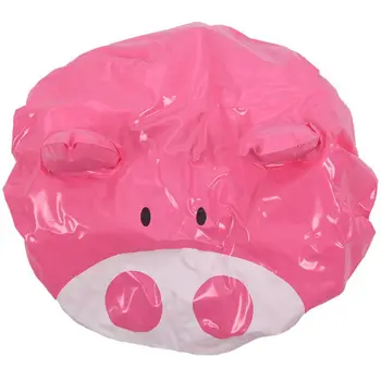 

Novelty Design Animal Waterproof Shower Cap Bath Dry Hair Cover Protector Hat Pink